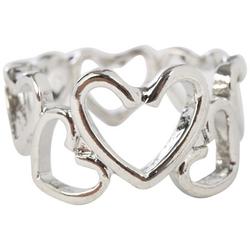 Open Heart Silver Tone Band Ring