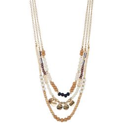 Bay Studio 3-Row 18 In. Beaded Gold Tone Chain Necklace