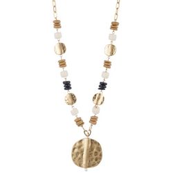 Bay Studio Bead Chain Hammered Disc Pendant Necklace
