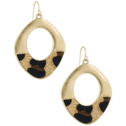 Bay Studio Leopard Textured Open Circle Gold Tone Earrings