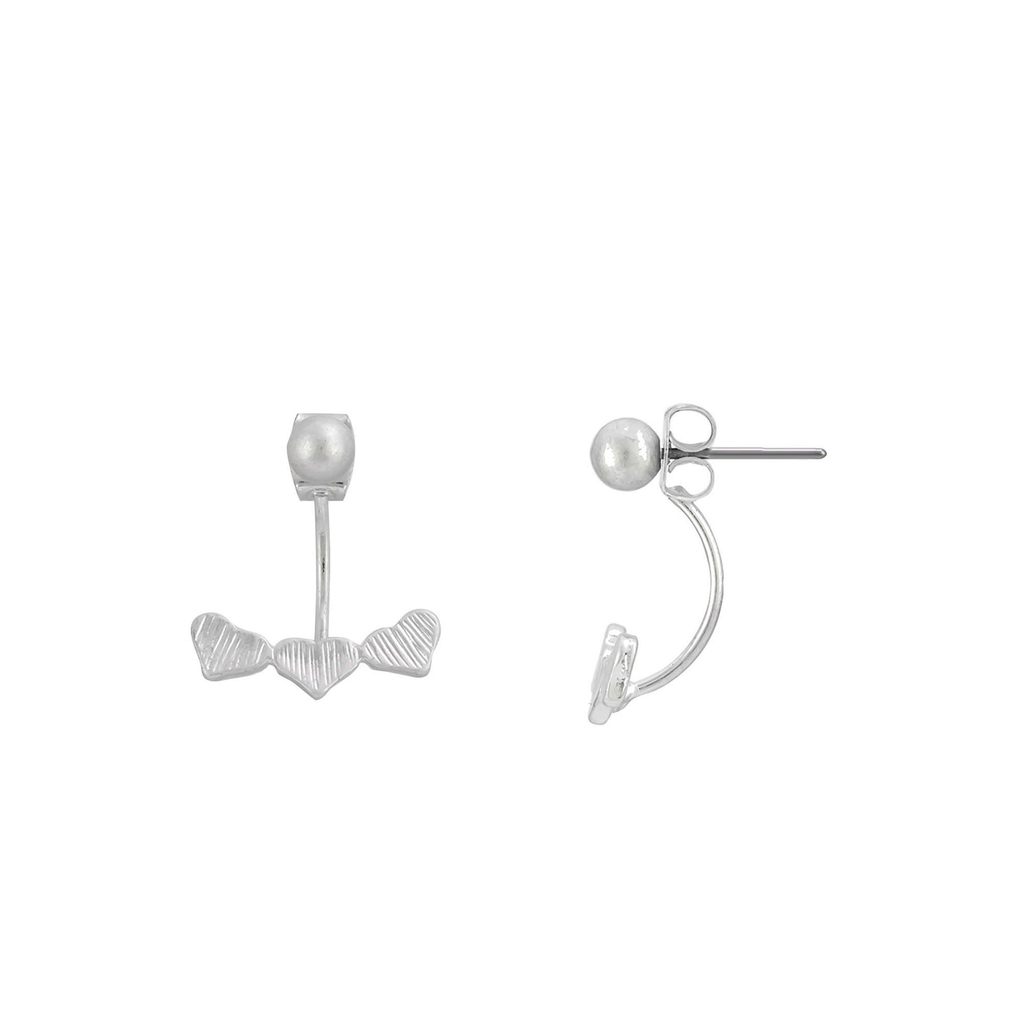 Pearl Stud With Hearts Earrings