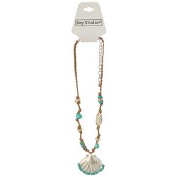 16 In. Beaded Braid Cord Shell Necklace