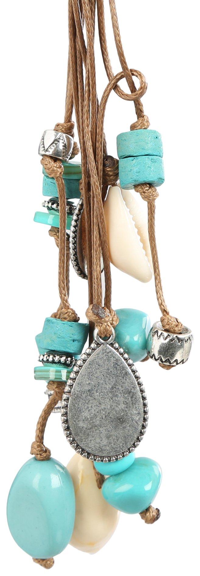 36 In. Beaded Braid Cord Shell Tassel Necklace