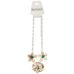 16 In. Frontal Beaded Shell Flower Necklace