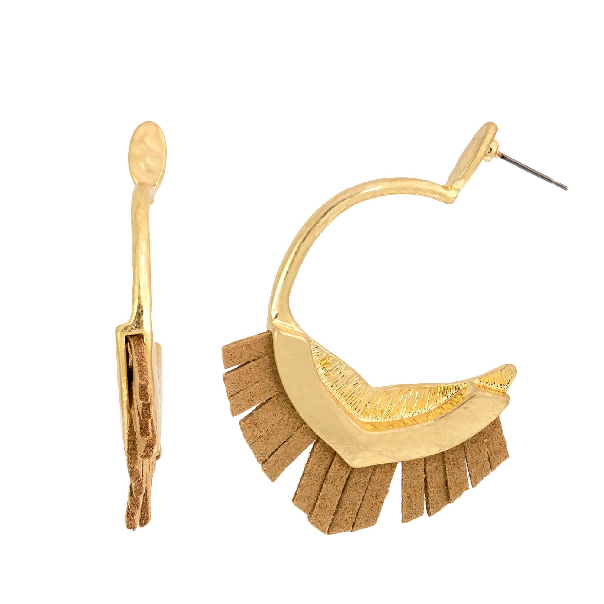 Bunulu Crescent Fringe C-Hoop Earrings
