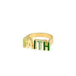 Enamel Faith Gold Tone Ring