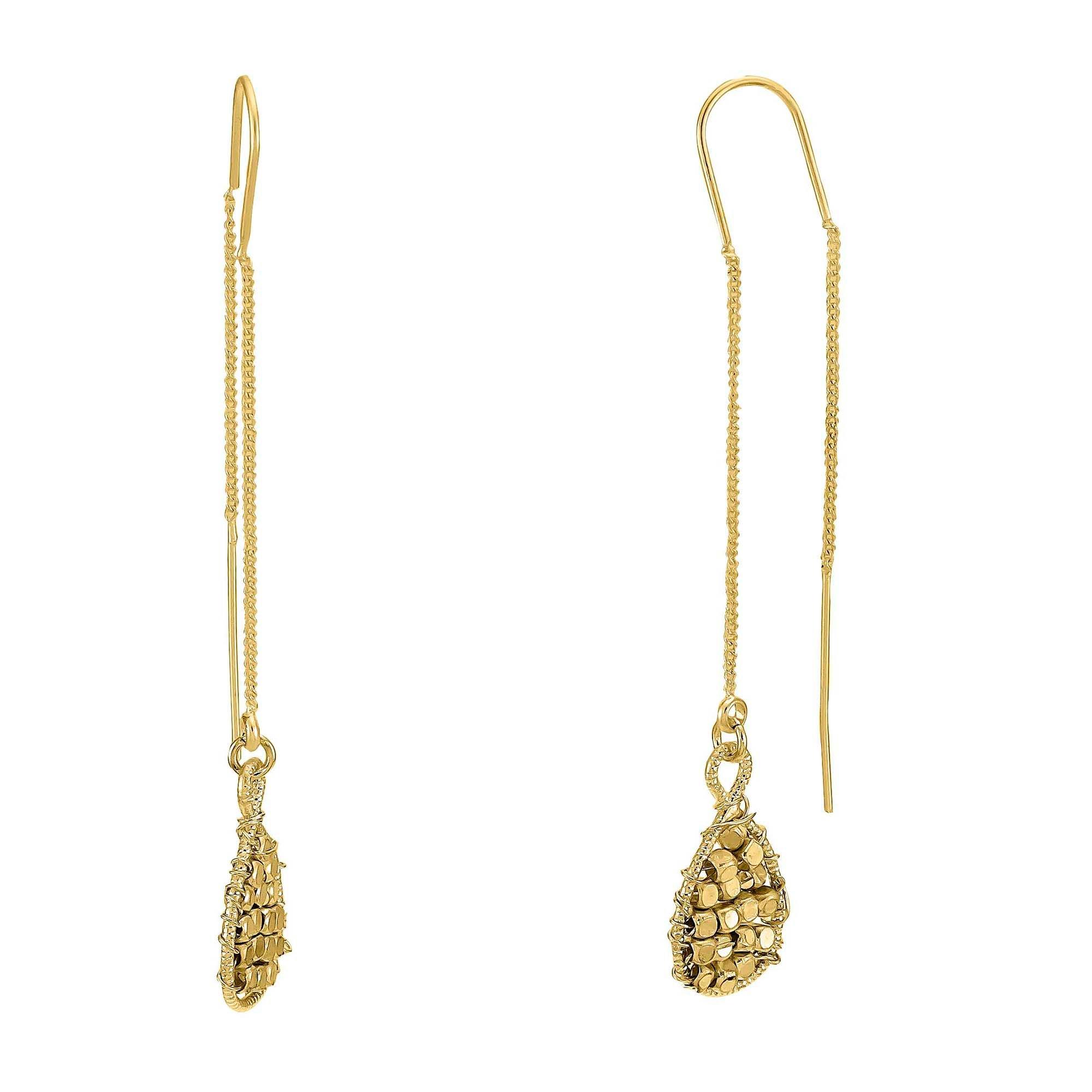 Bunulu Beaded Teardrop Chain Drop Threader Earrings