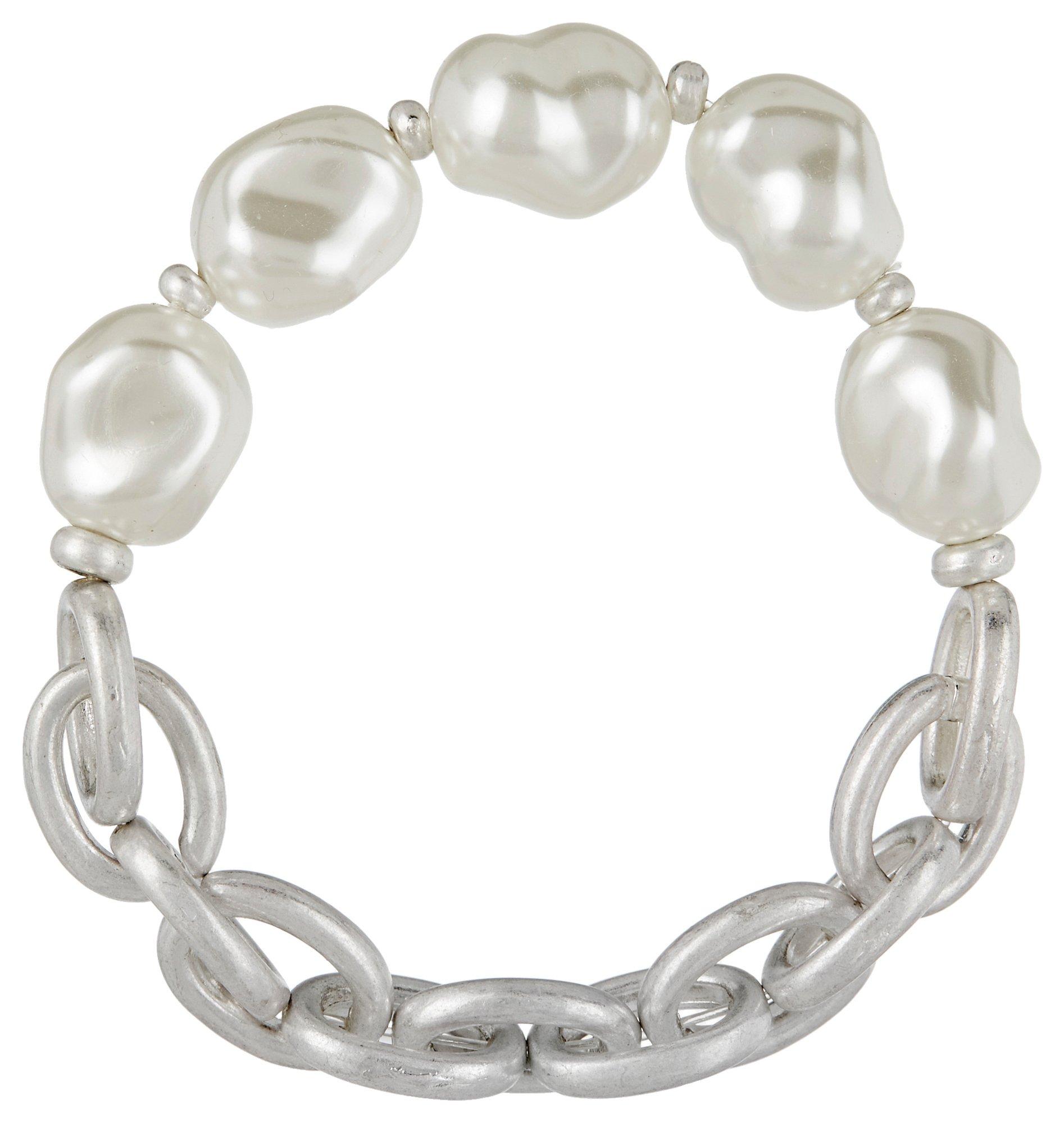 Bay Studio 2in Pearl & Chain Stretch Bracelet