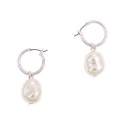 1.5 In. Pearl Dangle Hoop Earrings