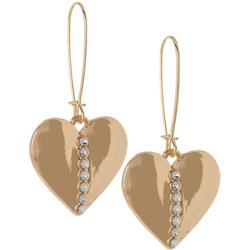 1.5 In. Heart Gold Tone Dangle Earrings