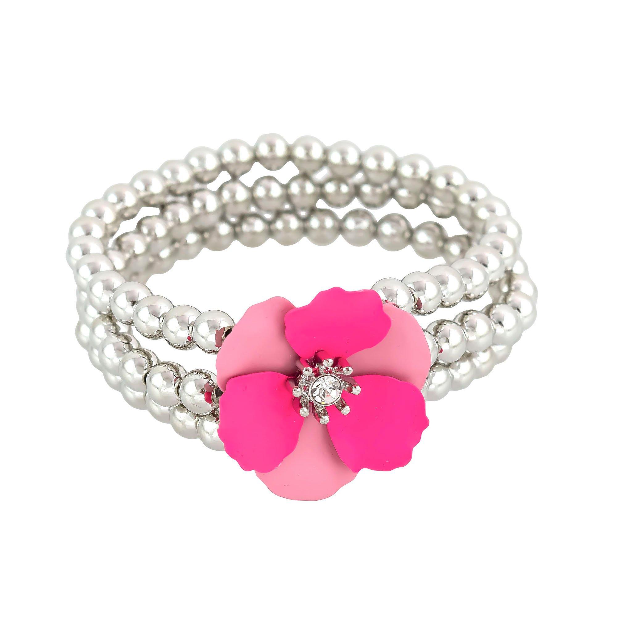 Bay Studio 3-Row Floral 7 In. Stretch Bead Bracelet