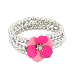 3-Row Floral 7 In. Stretch Bead Bracelet