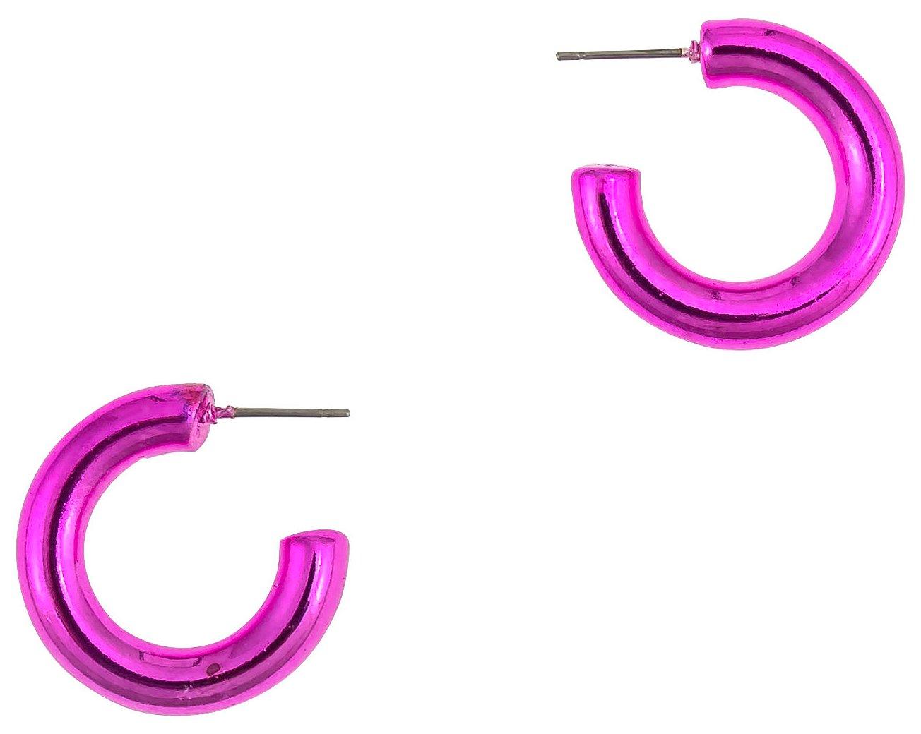 1 In. High Shine Tubular C-Hoop Earrings