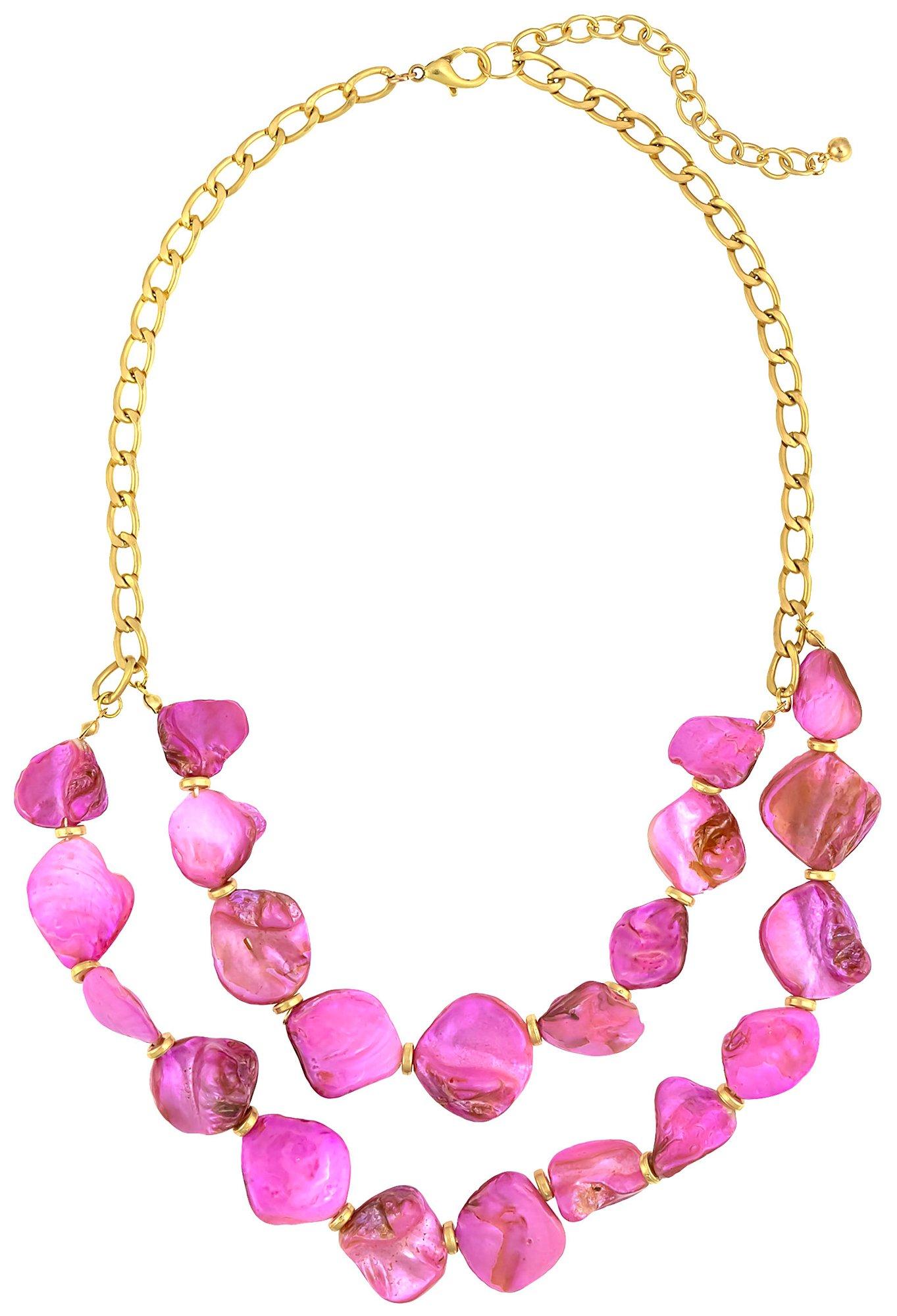 Bay Studio 22 In. 2-Row Shell Chip Frontal Necklace
