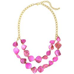 22 In. 2-Row Shell Chip Frontal Necklace