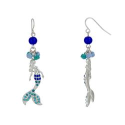 2.5 In. Pave Mermaid Bead Dangle Earrings