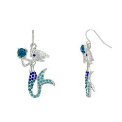 2 In. Pave Mermaid Dangle Earrings