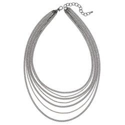 18in Chain & Rhinestone Layered Necklace