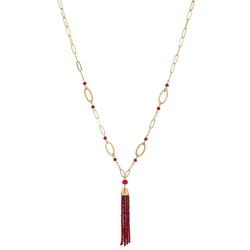 36in Beaded Tassel Link Chain Long Necklace