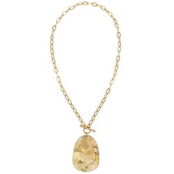 18 In. Abalone Teardrop Pendant Chain Necklace