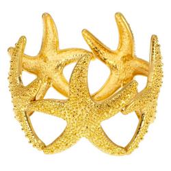 Textured Starfish Stretch Gold Tone Bracelet