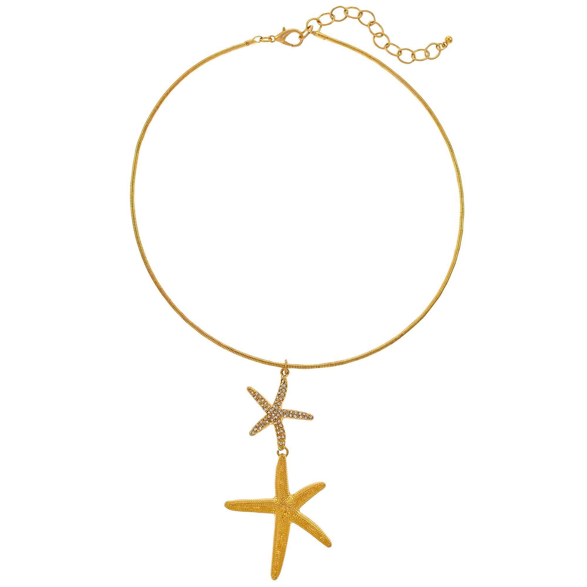 Double Pave Starfish Chain Necklace