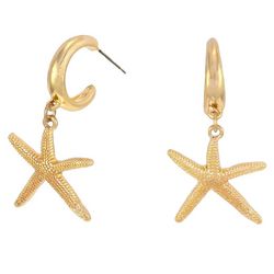 Bay Studio Starfish Huggie C-Hoop Post Top Dangle Earrings