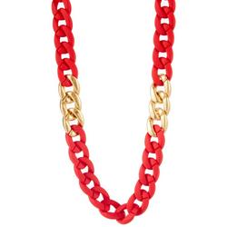 Statement Red Gold Tone Chain Necklace