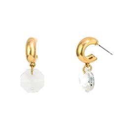 Crystal Dangle C-Hoop Earrings