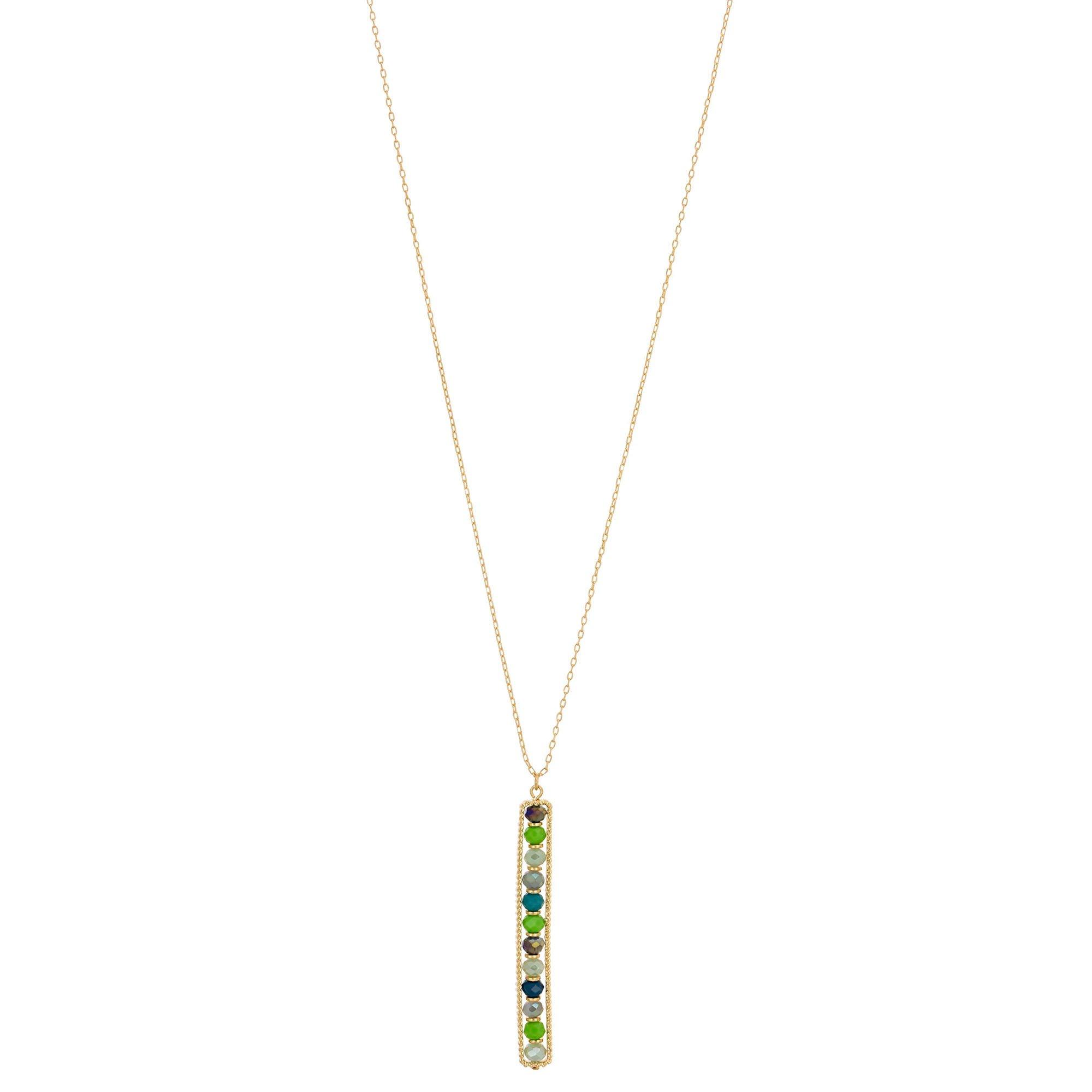 28 In. Beaded Stick Pendant Chain Necklace