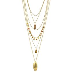 Bunulu 14 In. 6-Row Beaded Gold Tone Layered Necklace