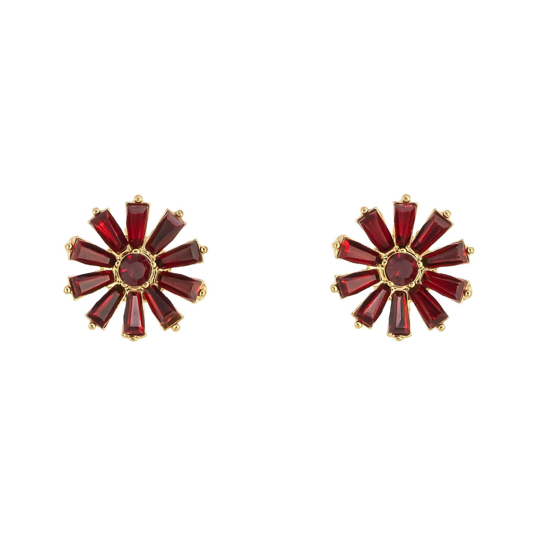 1 In. Rhinestone Flower Stud Earrings