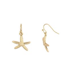 Bunulu Starfish Gold Tone Dangle Earrings