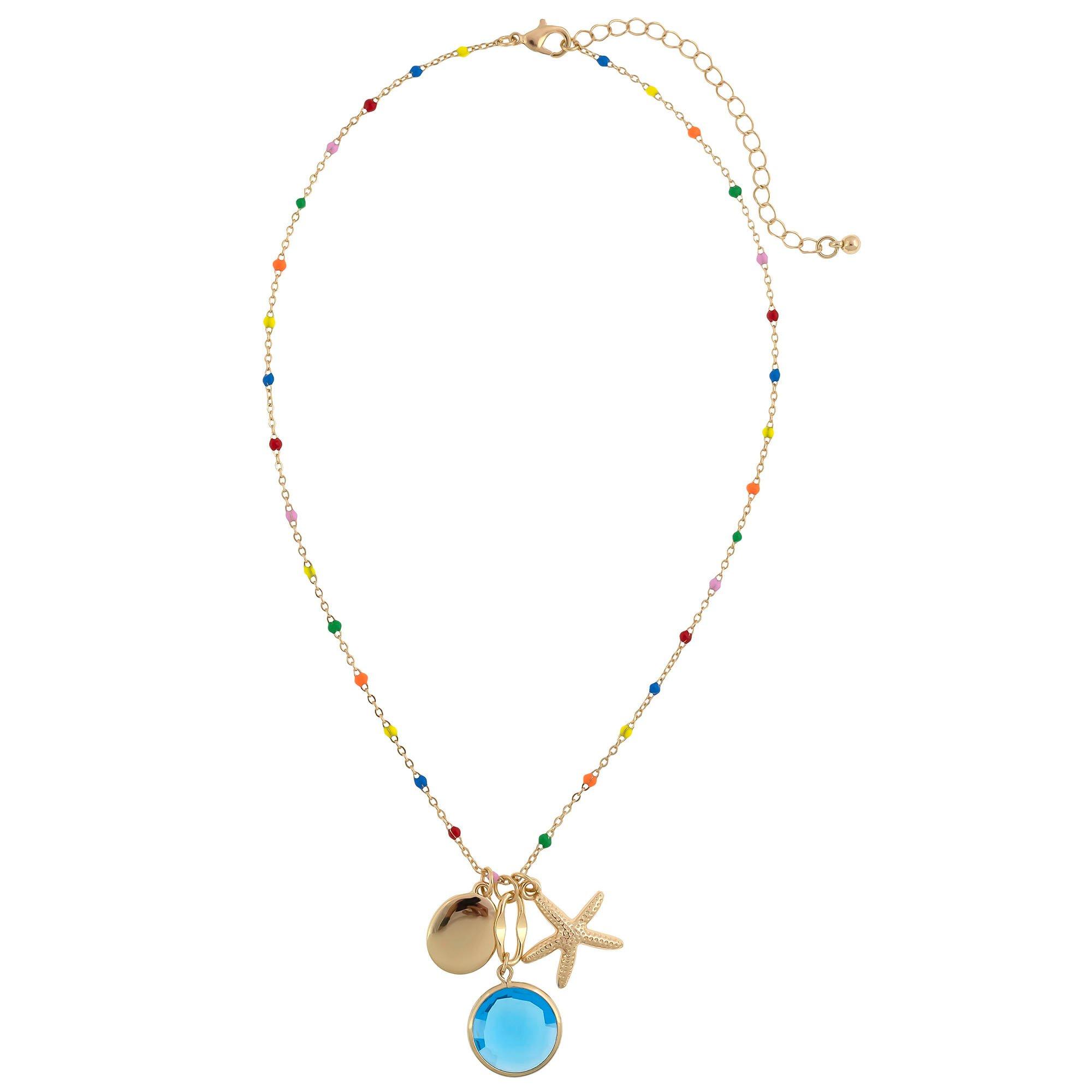BUNULU Starfish Charms Gold Tone 16'' Necklace