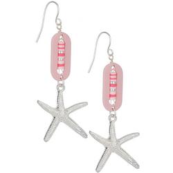 2.5 In. Beaded Link Starfish Dangle Earrings