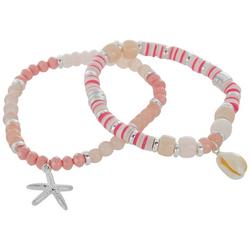 2-Pc. Shell Starfish Charms Beaded Bracelet Set