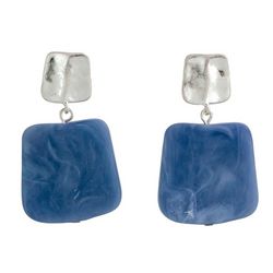 Bay Studio Denim Square Stone Silver Tone Dangle Earrings