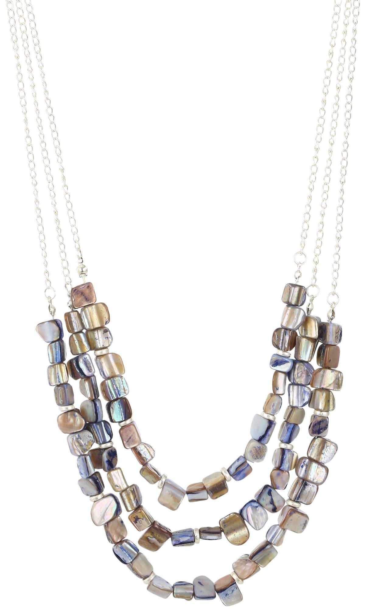 Bay Studio 3-Row 18 In. Shell Chip Frontal Necklace