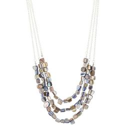3-Row 18 In. Shell Chip Frontal Necklace