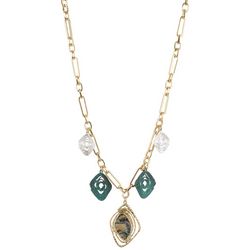 Bay Studio Hammered Swirl Abalone Frontal Chain Necklace
