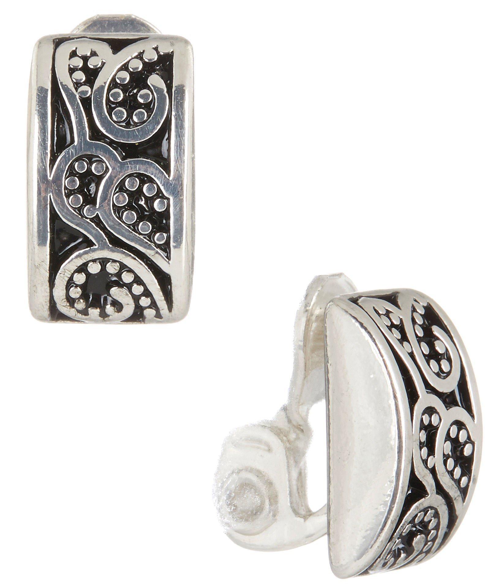 Napier Silver Tone Paisley Dome Clip On Earrings