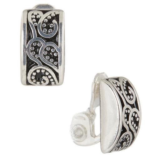 Napier Silver Tone Paisley Dome Clip On Earrings