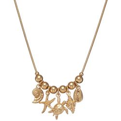 Napier Goldtone Sealife Charms Frontal Necklace