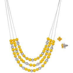 Napier 3-Row Beaded Necklace & Earrings Set