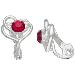 Napier Rhinestone Heart Clip Earrings