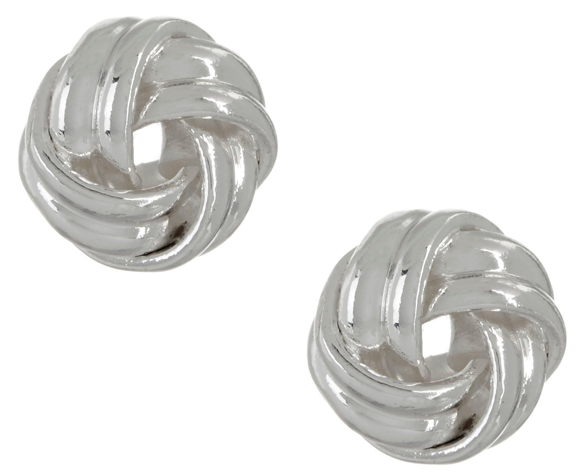 Silver Tone Knot Post Back Earrings