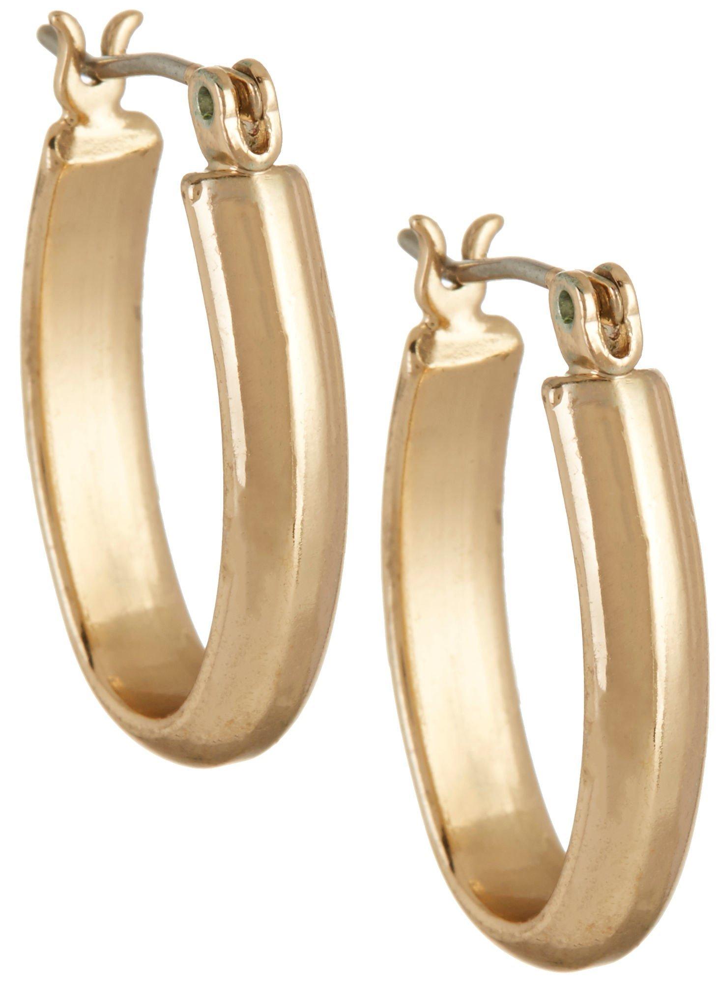 Napier Small Oval Gold Tone Click It Hoop Earrings