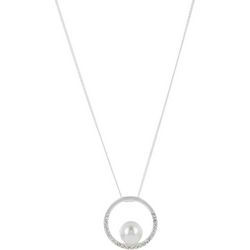 You're Invited Faux Pearl Pave Circle Pendant Necklace