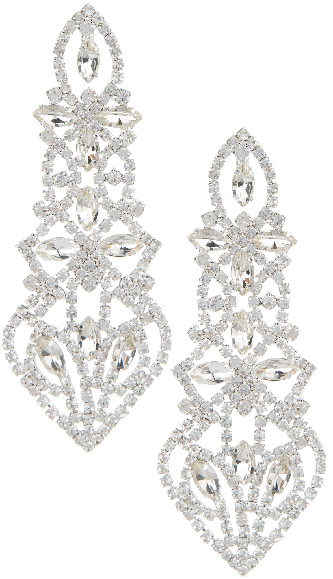 You're Invited Pave Rhinestone Filagree Dangle Earrings