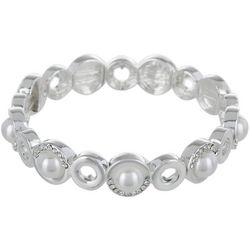 You're Invited Pave Faux Pearl Links Stretch Bracelet